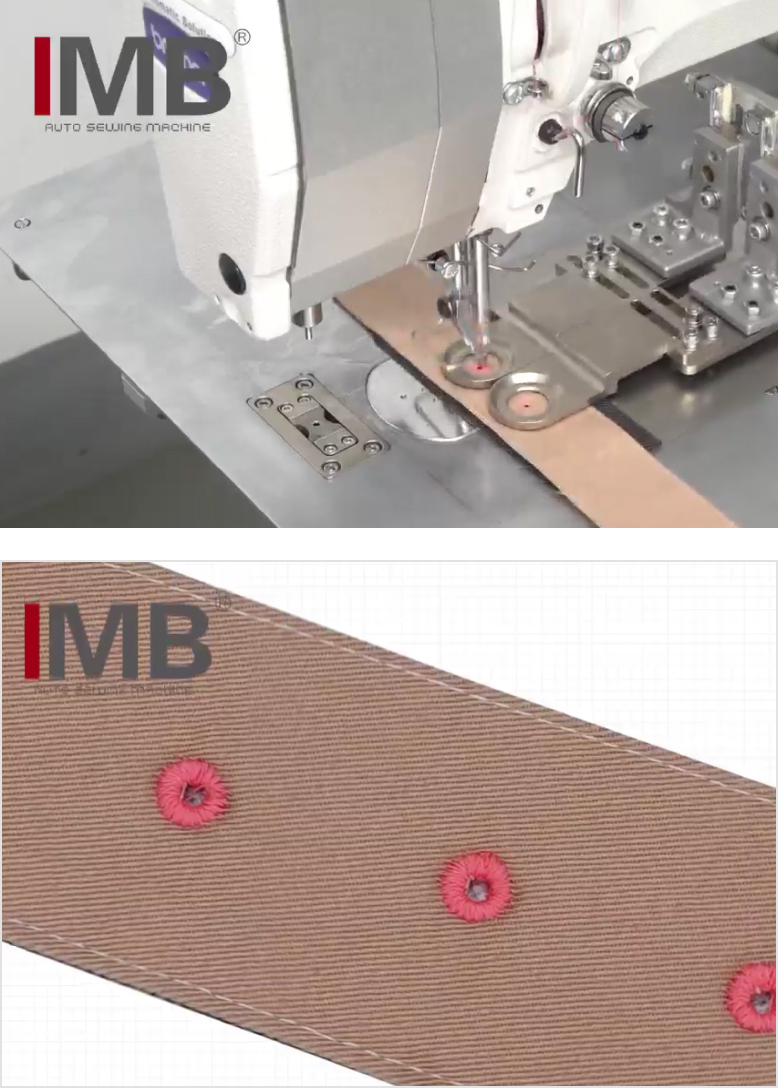 Automatic sewing device for punching holes (grommets)